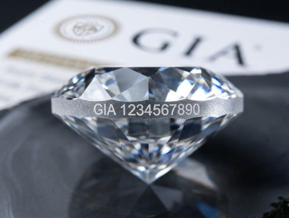 GIA laser inscription on diamond
